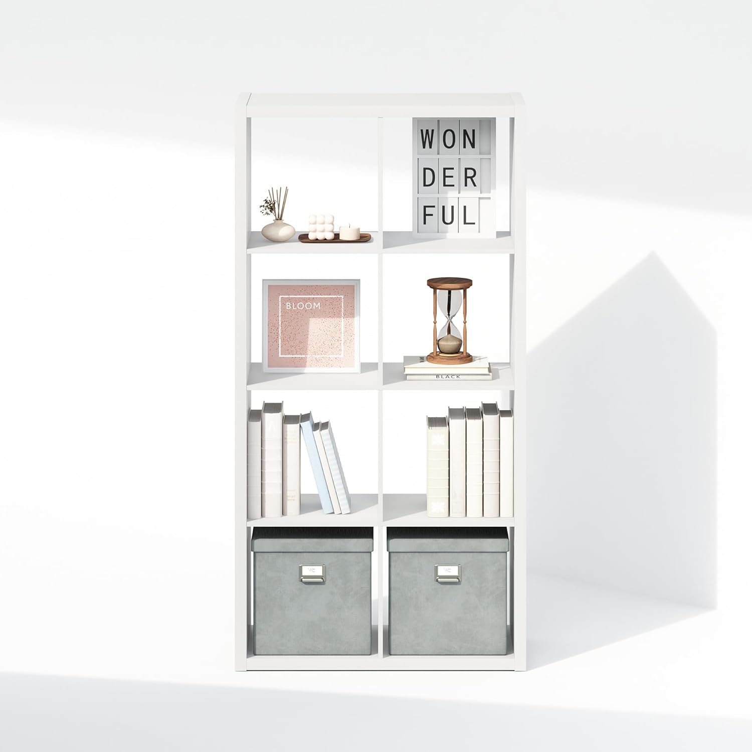 16-Cube Open Storage Shelf, Extra Thick Frame, White, Display & Organization