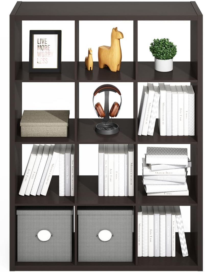 16-Cube Open Storage Shelf, Extra Thick Frame, White, Display & Organization