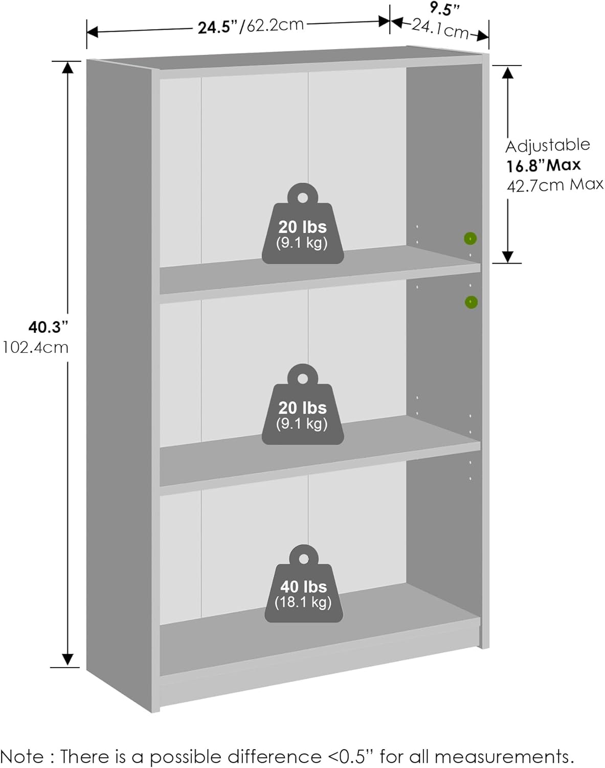 5-Cube Reversible Closet Shelf Organizer, White, Storage for Bedroom or Closet