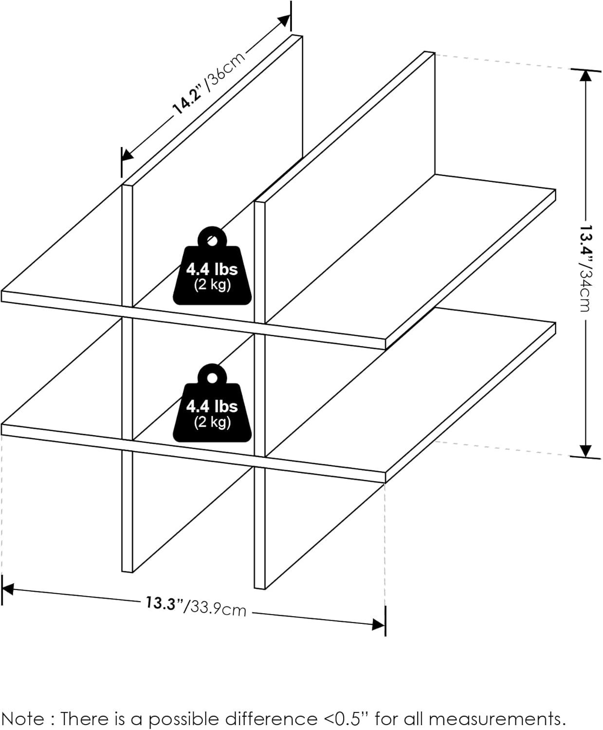 H-Shelf Cube Insert, Fits Extra Thick Cubes, White, Modular Storage Solution