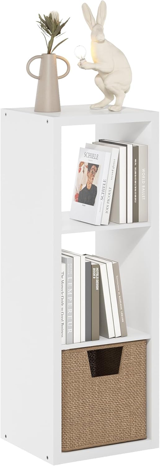 4-Cube Open Back Storage Organizer, White, Multi-Purpose Shelf