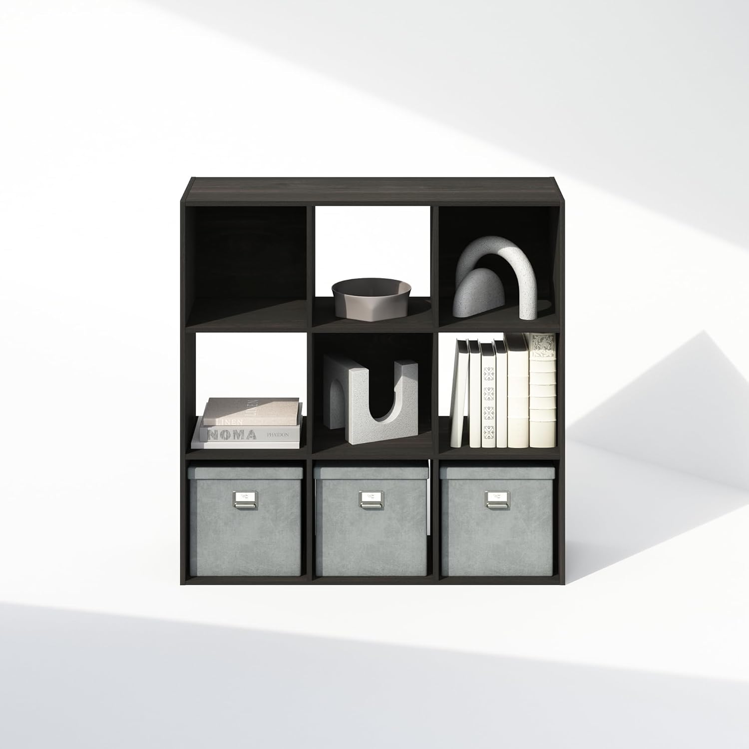 8-Cube Horizontal Bookshelf, White, Cube Storage Organizer for Bedroom & Living Room