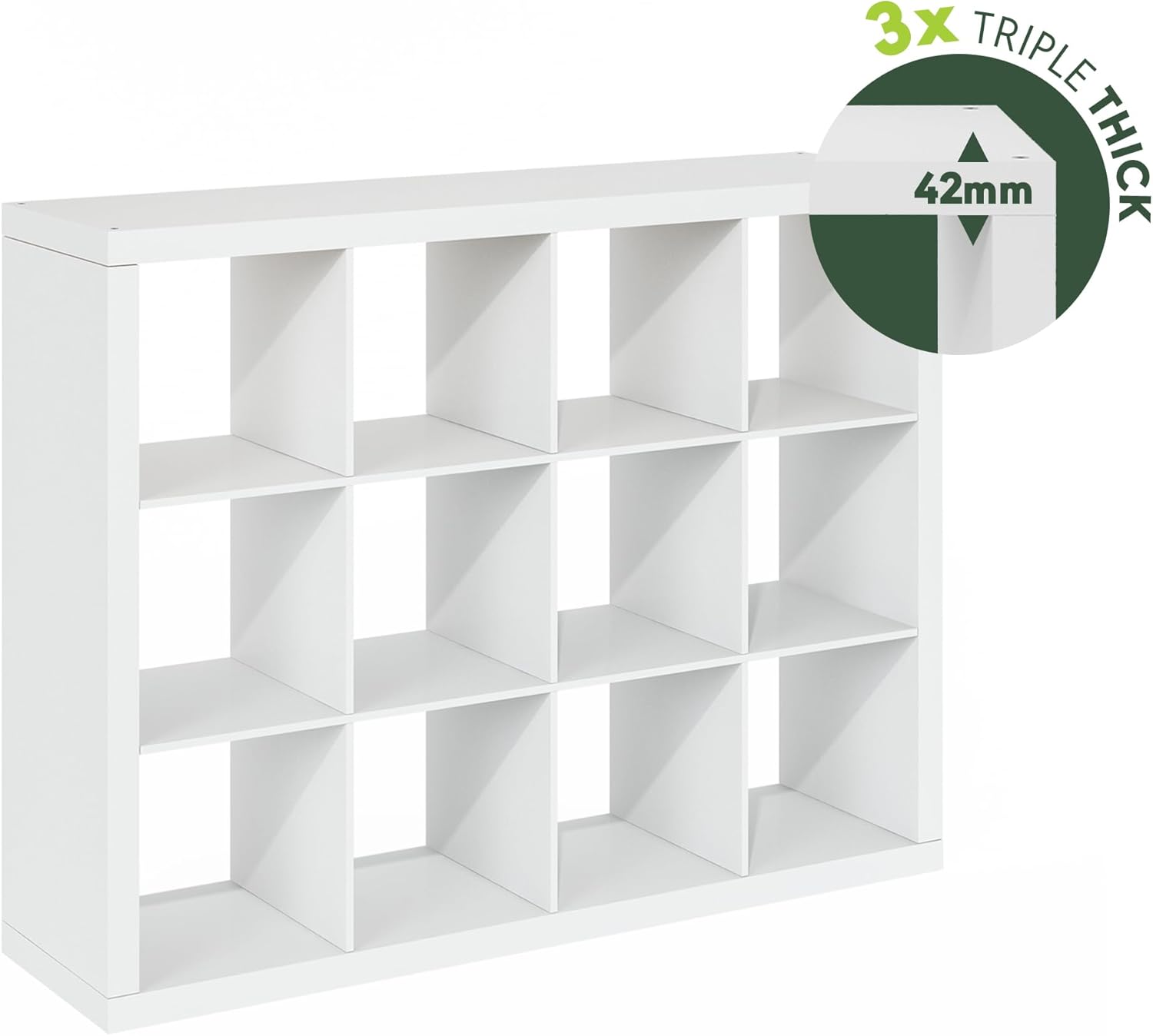 16-Cube Bookshelf, Triple Thick Frame, Black Dark Oak, Storage for Living Room & Home Office