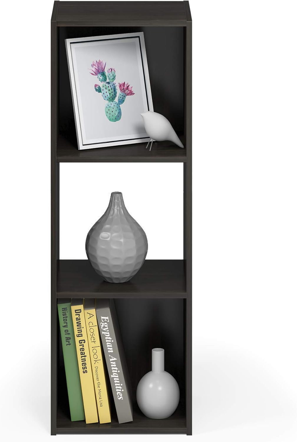 3x2 Cube Storage Bookcase Organizer with Bins, French Oak Grey/Black