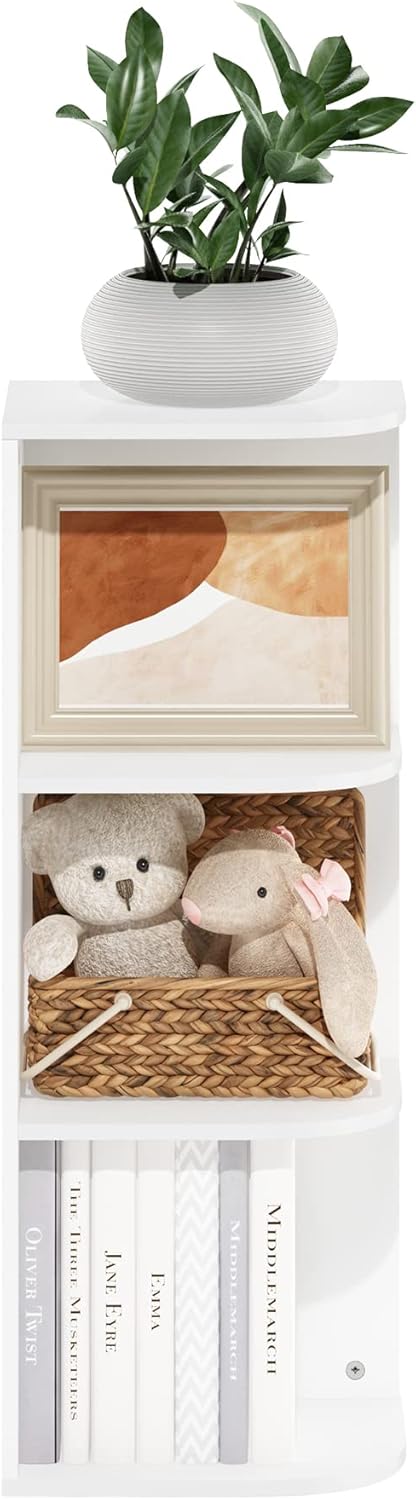 5-Cube Bookshelf, White, Reversible Bookcase for Living Room, Bedroom, Home Office