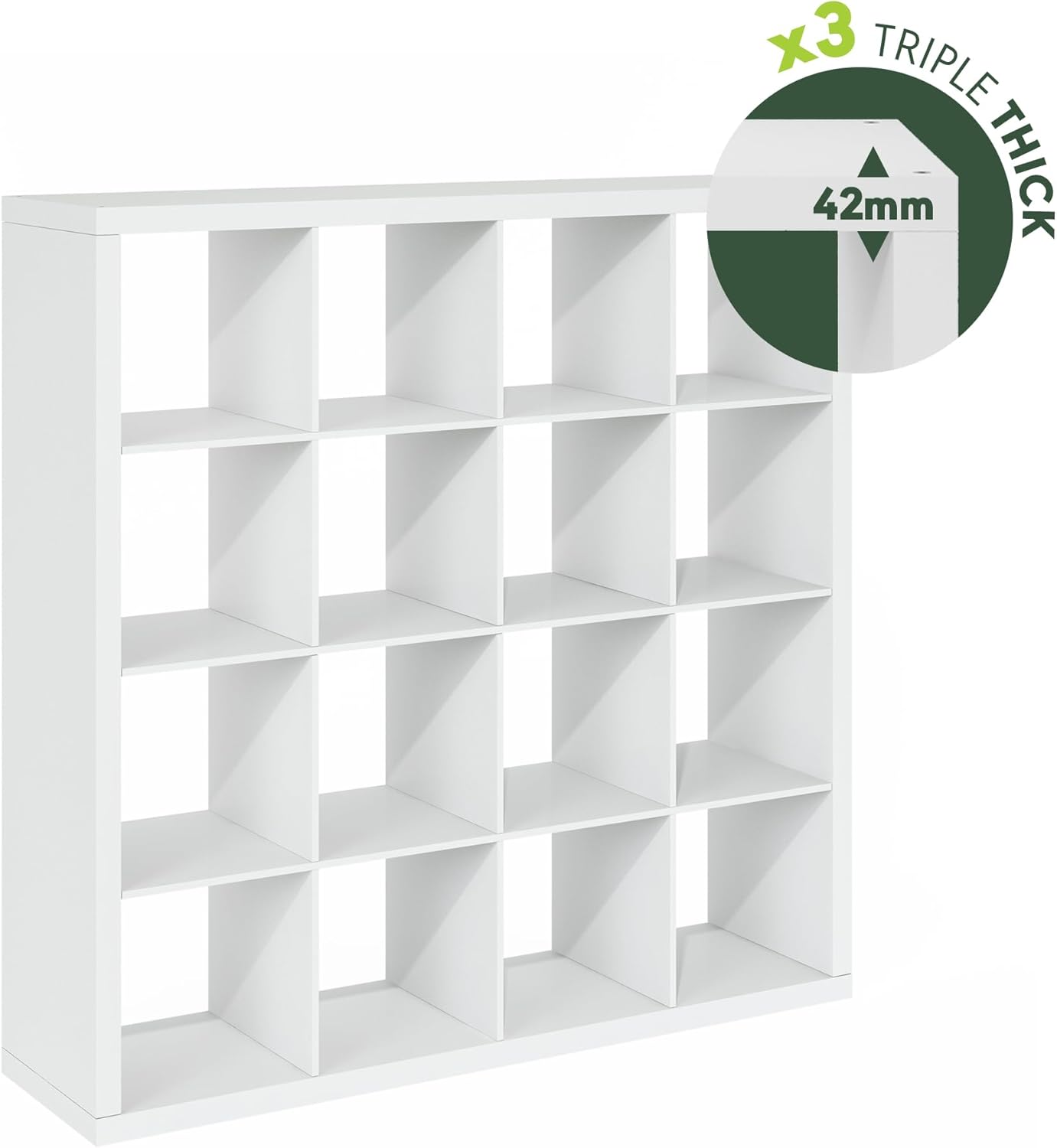 16-Cube Bookshelf, Triple Thick Frame, Black Dark Oak, Storage for Living Room & Home Office