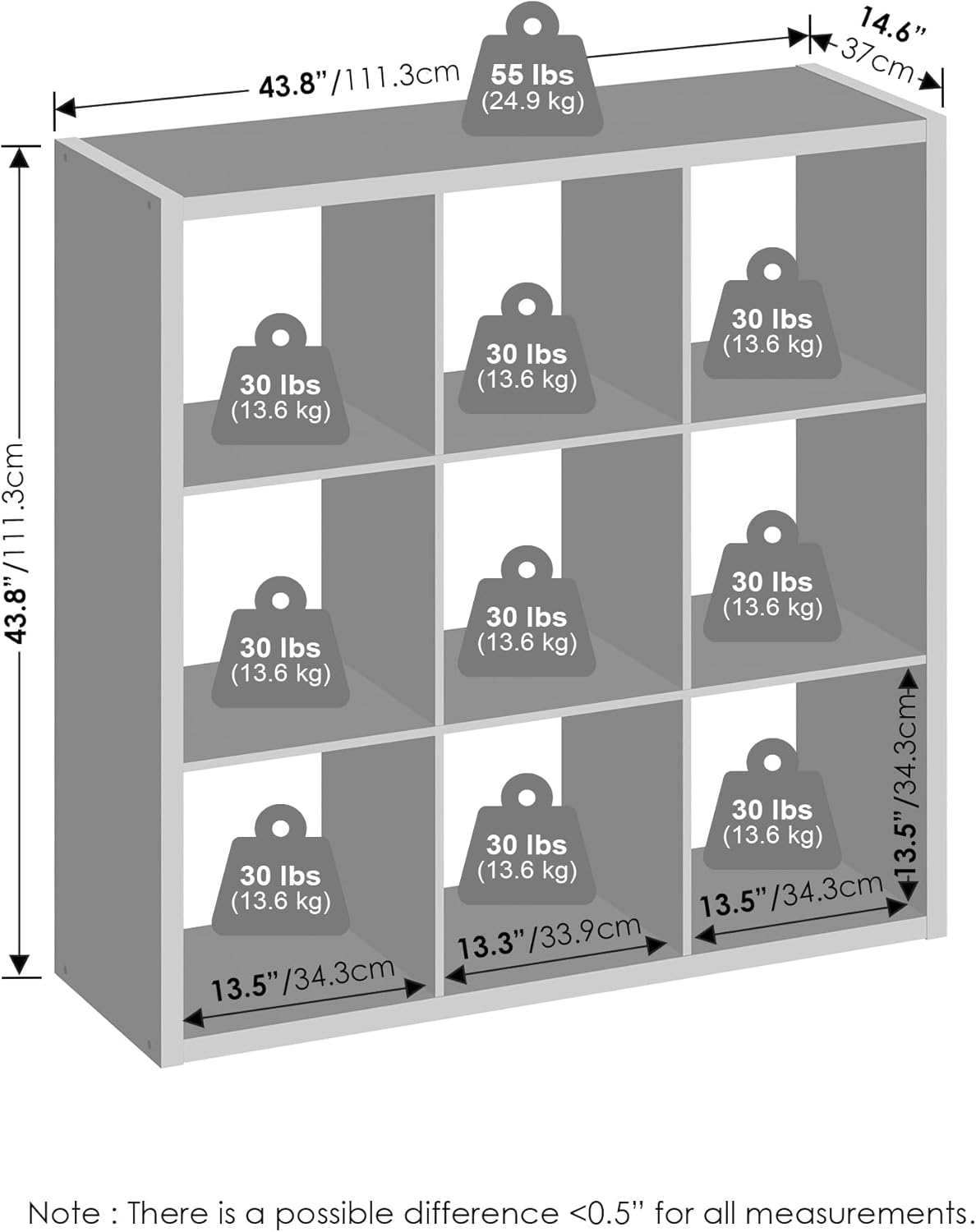 H-Shelf Cube Insert, Fits Extra Thick Cubes, White, Modular Storage Solution
