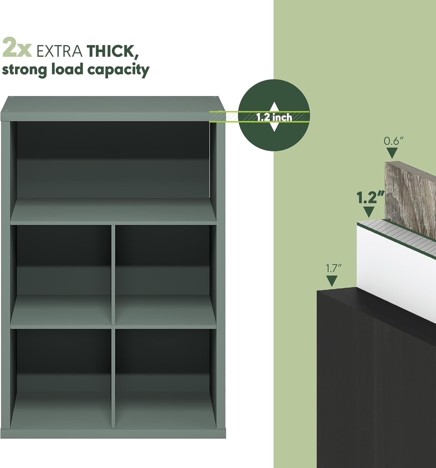 5-Cube Closed Back Bookshelf, Extra Thick Frame, Dark Oak, Storage Organizer