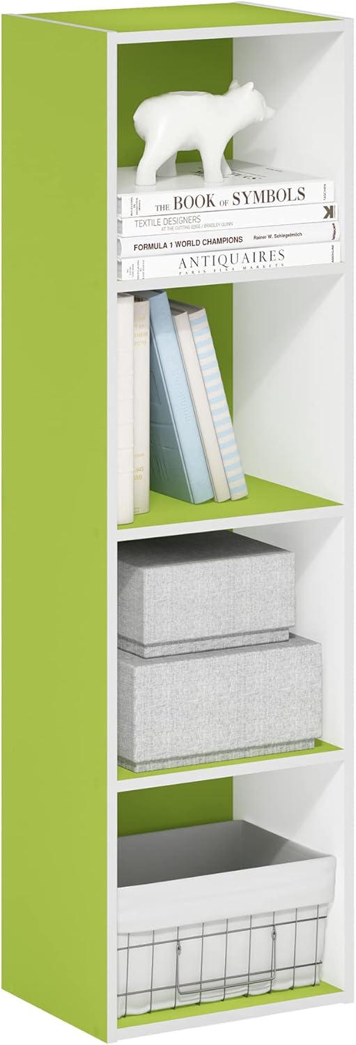 5-Cube Bookshelf, White, Reversible Bookcase for Living Room, Bedroom, Home Office