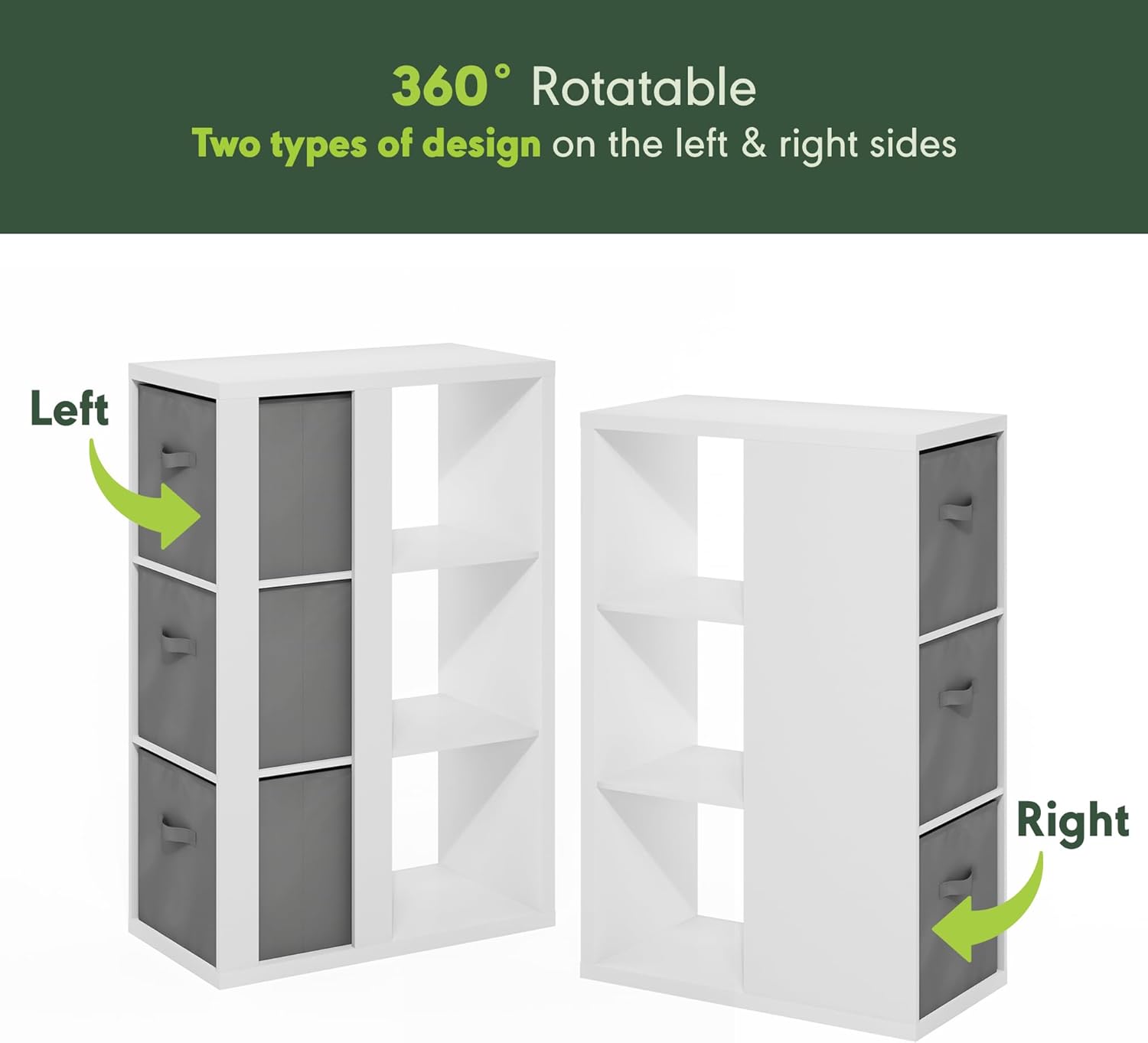 8-Cube Horizontal Bookshelf, White, Cube Storage Organizer for Bedroom & Living Room