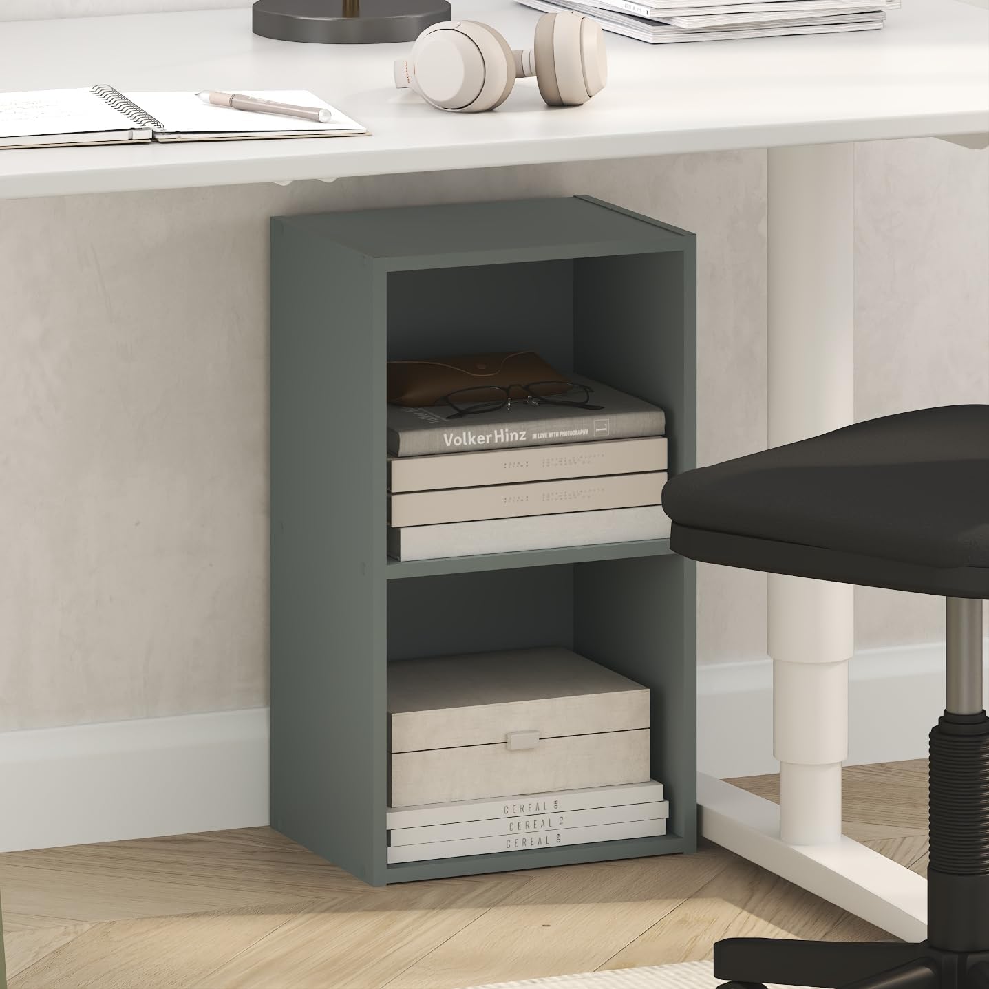 5-Cube Bookshelf, White, Reversible Bookcase for Living Room, Bedroom, Home Office