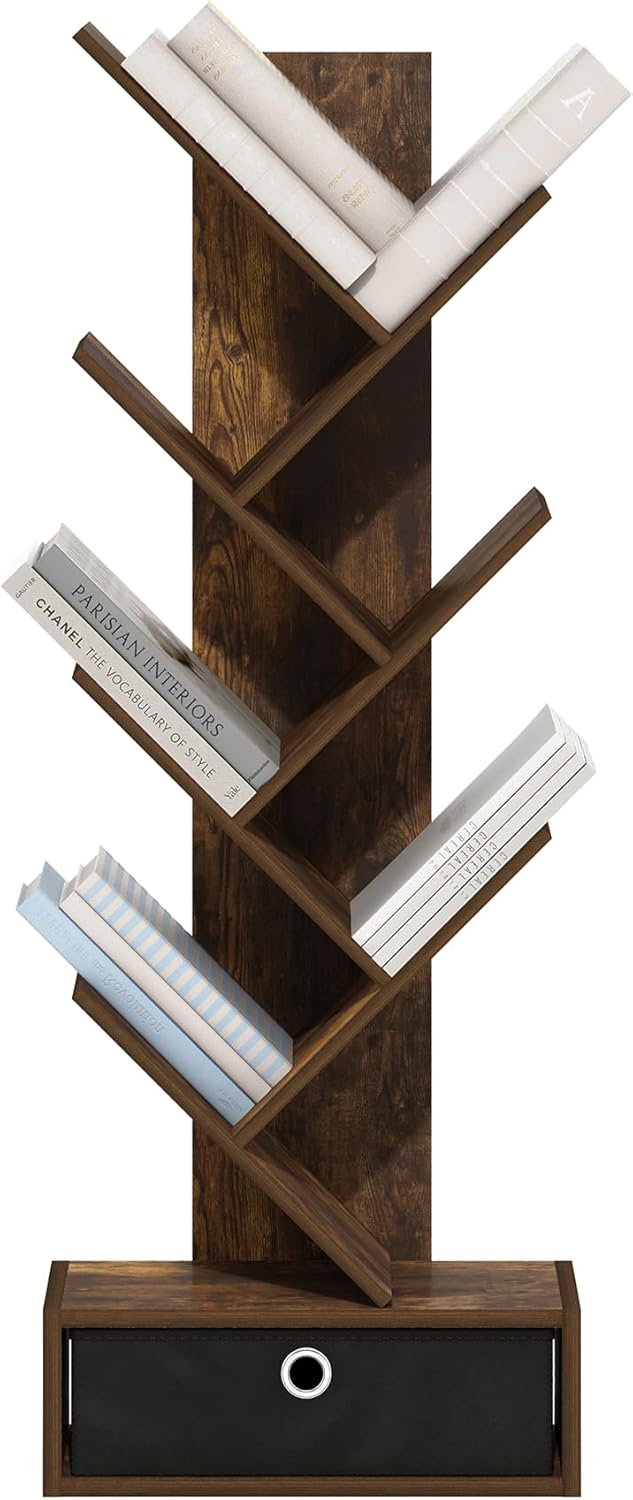 5-Cube Closed Back Bookshelf, Extra Thick Frame, Dark Oak, Storage Organizer