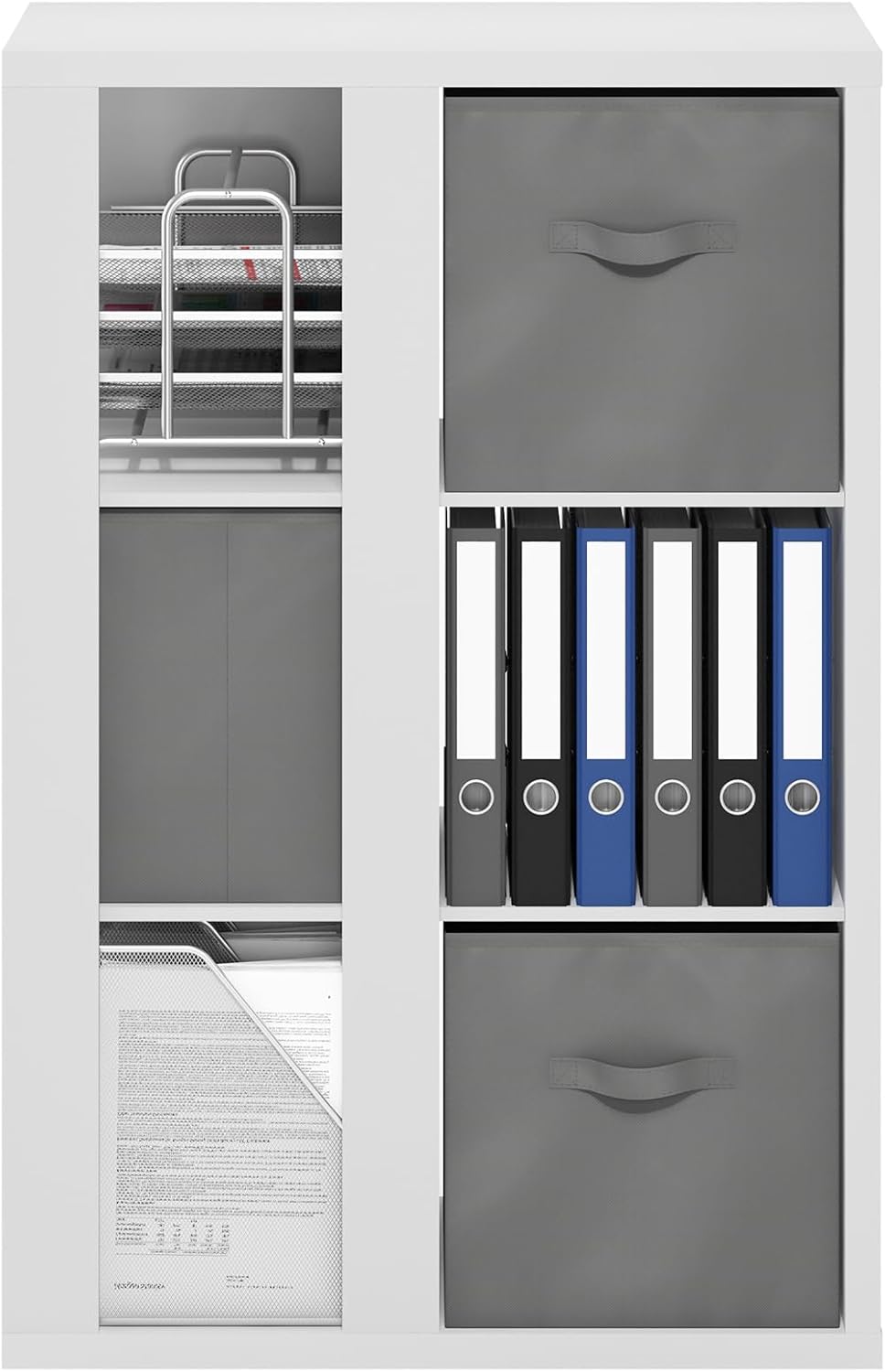 8-Cube Horizontal Bookshelf, White, Cube Storage Organizer for Bedroom & Living Room