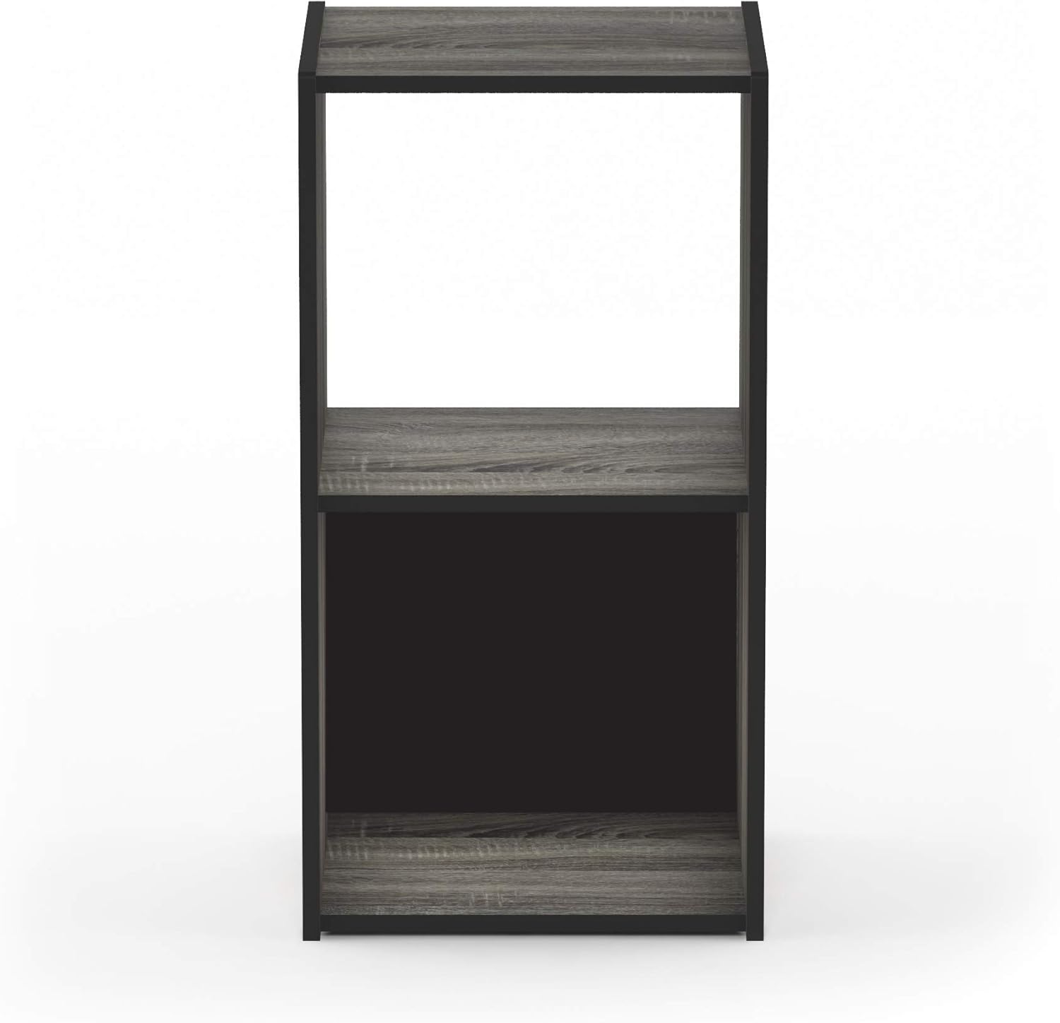 3x2 Cube Storage Bookcase Organizer with Bins, French Oak Grey/Black