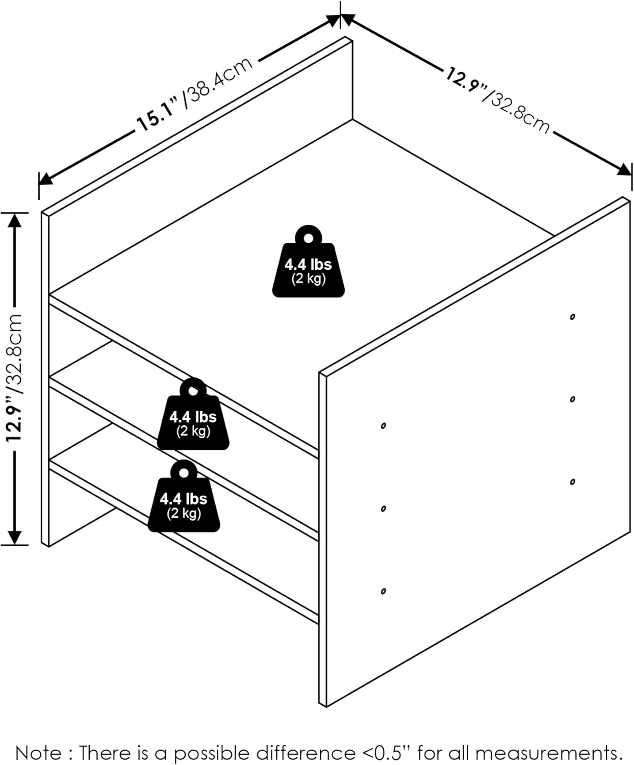 2-Tier Cube Insert Shelf, H-Shelf Organizer, Fits 3x3 Cubes and Kallax, White