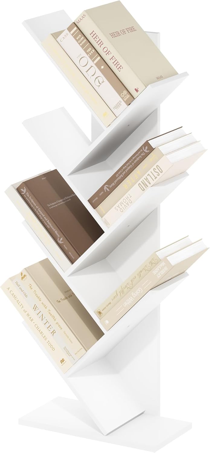 5-Cube Bookshelf, White, Reversible Bookcase for Living Room, Bedroom, Home Office