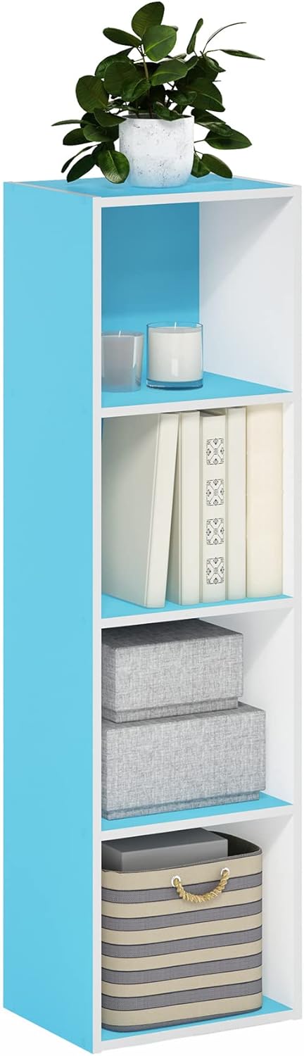 5-Cube Bookshelf, White, Reversible Bookcase for Living Room, Bedroom, Home Office