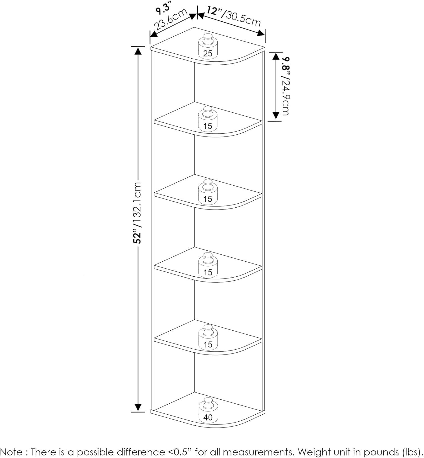 5-Cube Bookshelf, White, Reversible Bookcase for Living Room, Bedroom, Home Office