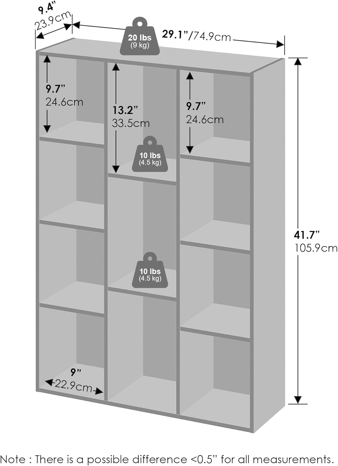 5-Cube Reversible Closet Shelf Organizer, White, Storage for Bedroom or Closet