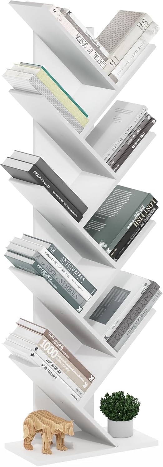 5-Cube Bookshelf, White, Reversible Bookcase for Living Room, Bedroom, Home Office