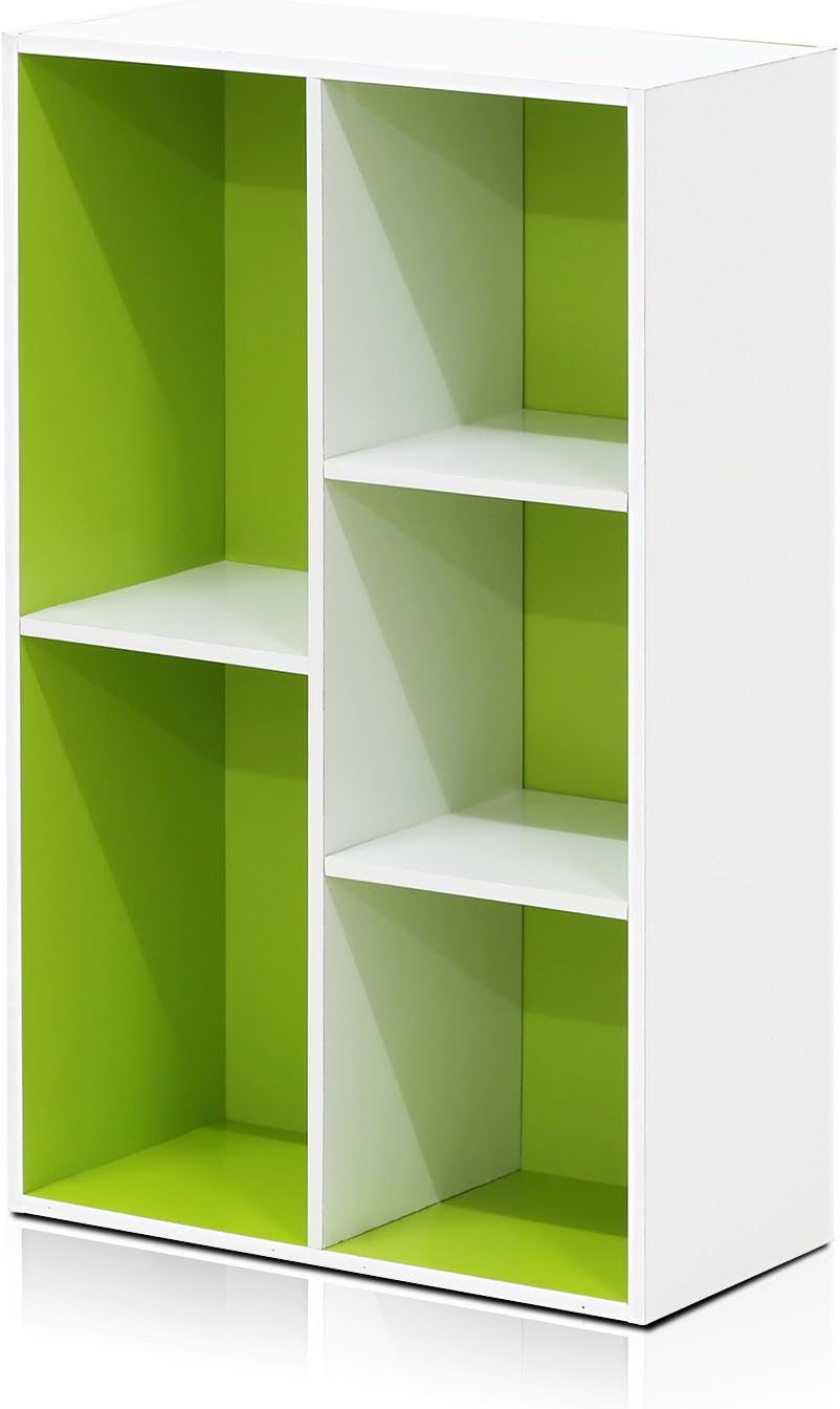 7-Cube Bookshelf, White, Bookcase for Living Room, Bedroom, Home Office