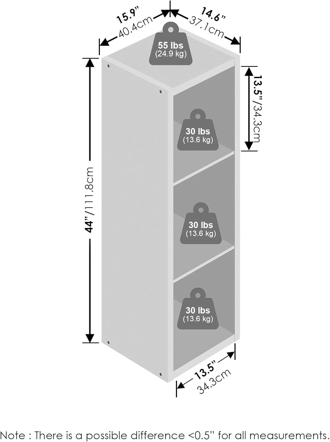 H-Shelf Cube Insert, Fits Extra Thick Cubes, White, Modular Storage Solution