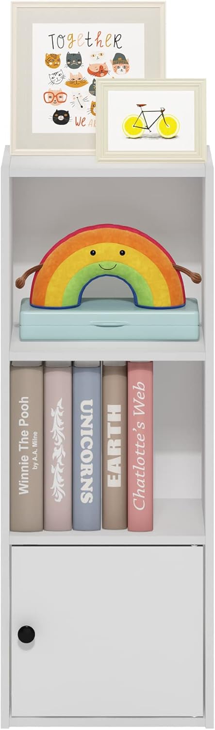 5-Cube Bookshelf, White, Reversible Bookcase for Living Room, Bedroom, Home Office