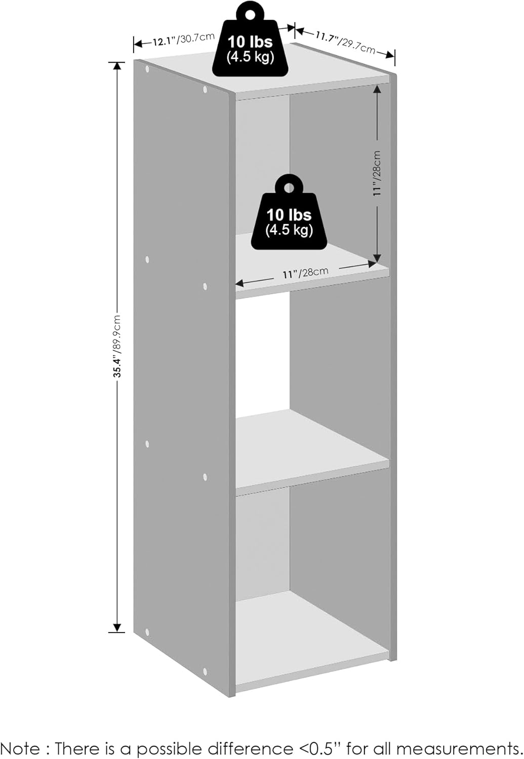 8-Cube Horizontal Bookshelf, White, Cube Storage Organizer for Bedroom & Living Room