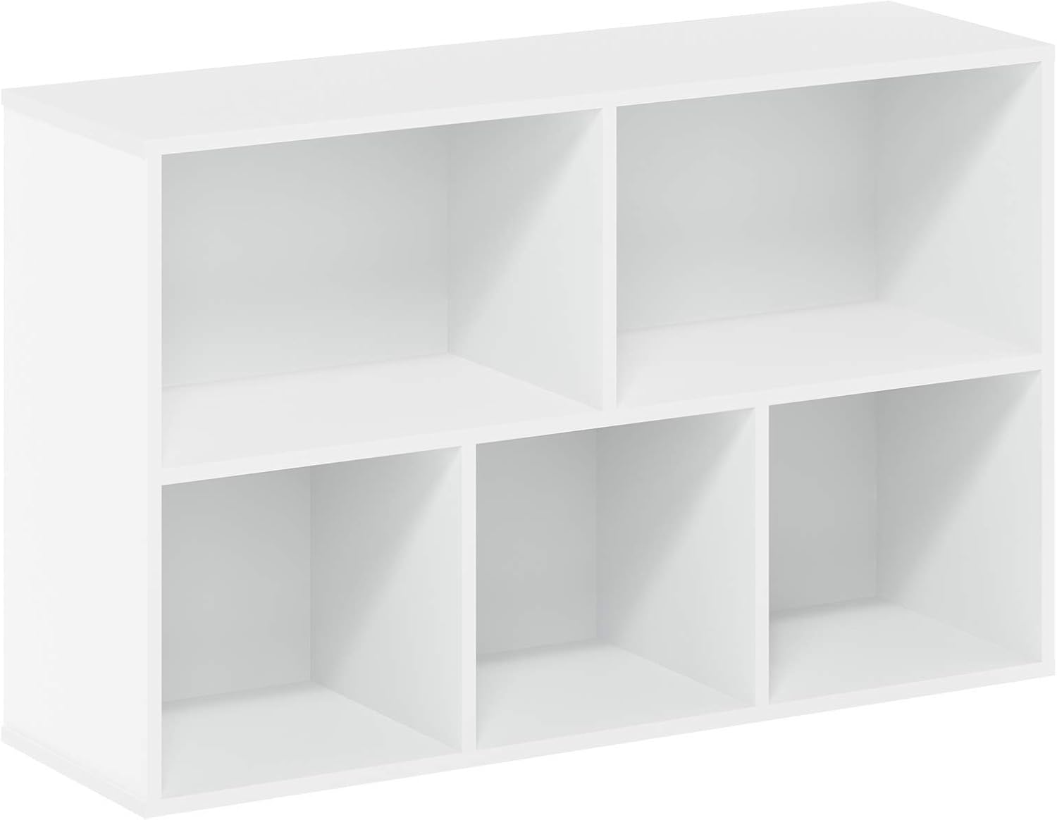 5-Cube Bookshelf, White, Reversible Bookcase for Living Room, Bedroom, Home Office