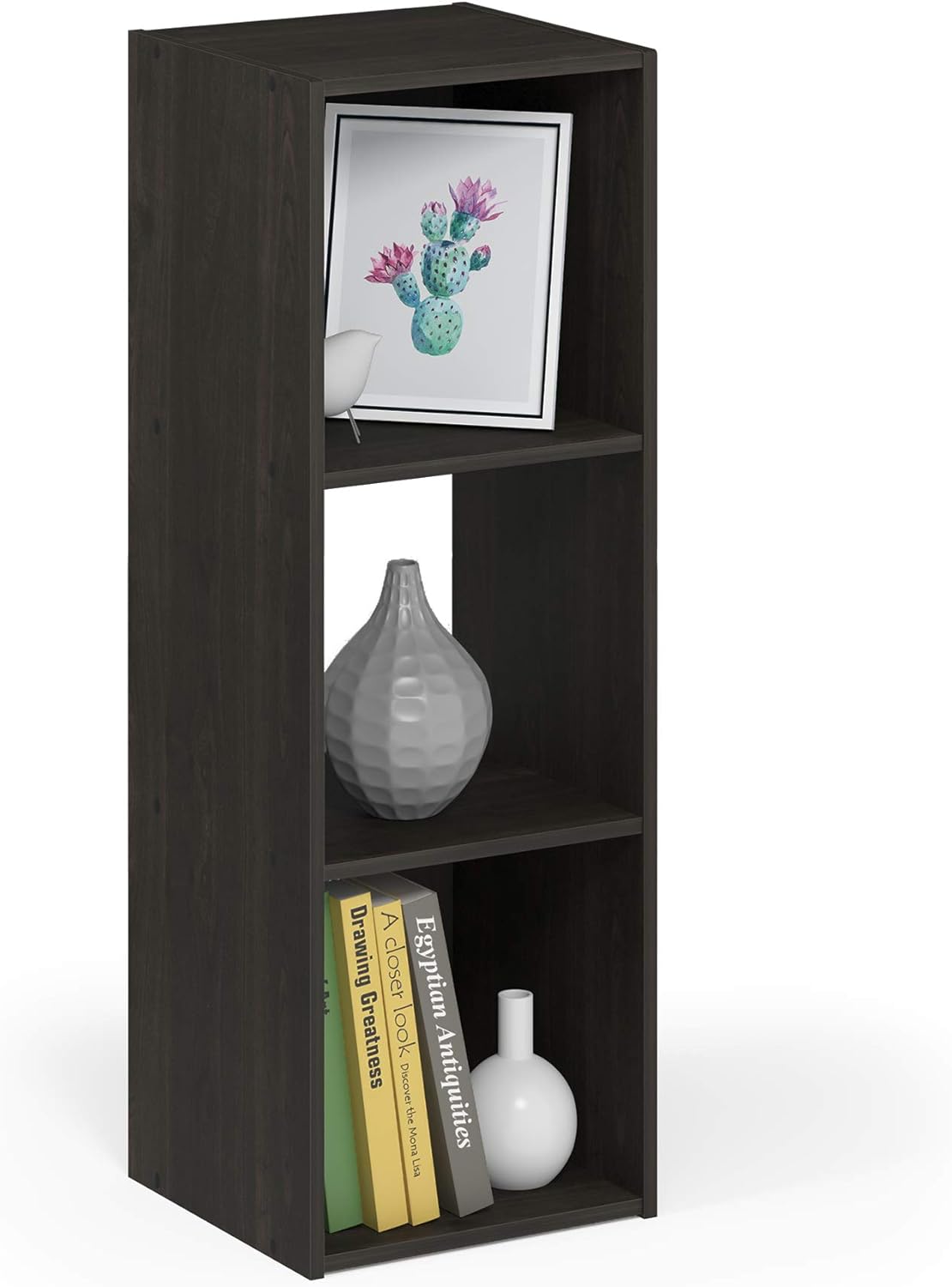 3x2 Cube Storage Bookcase Organizer with Bins, French Oak Grey/Black