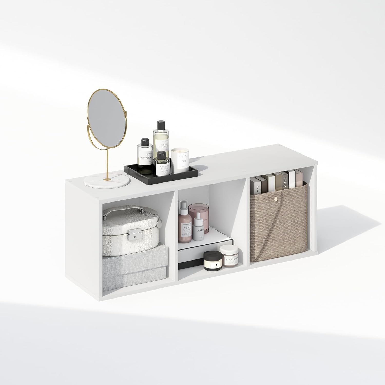 5-Cube Reversible Closet Shelf Organizer, White, Storage for Bedroom or Closet