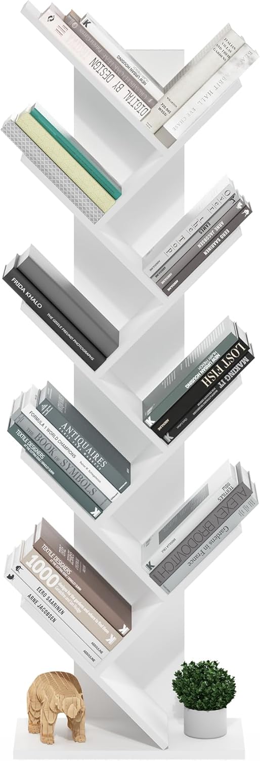 5-Cube Bookshelf, White, Reversible Bookcase for Living Room, Bedroom, Home Office