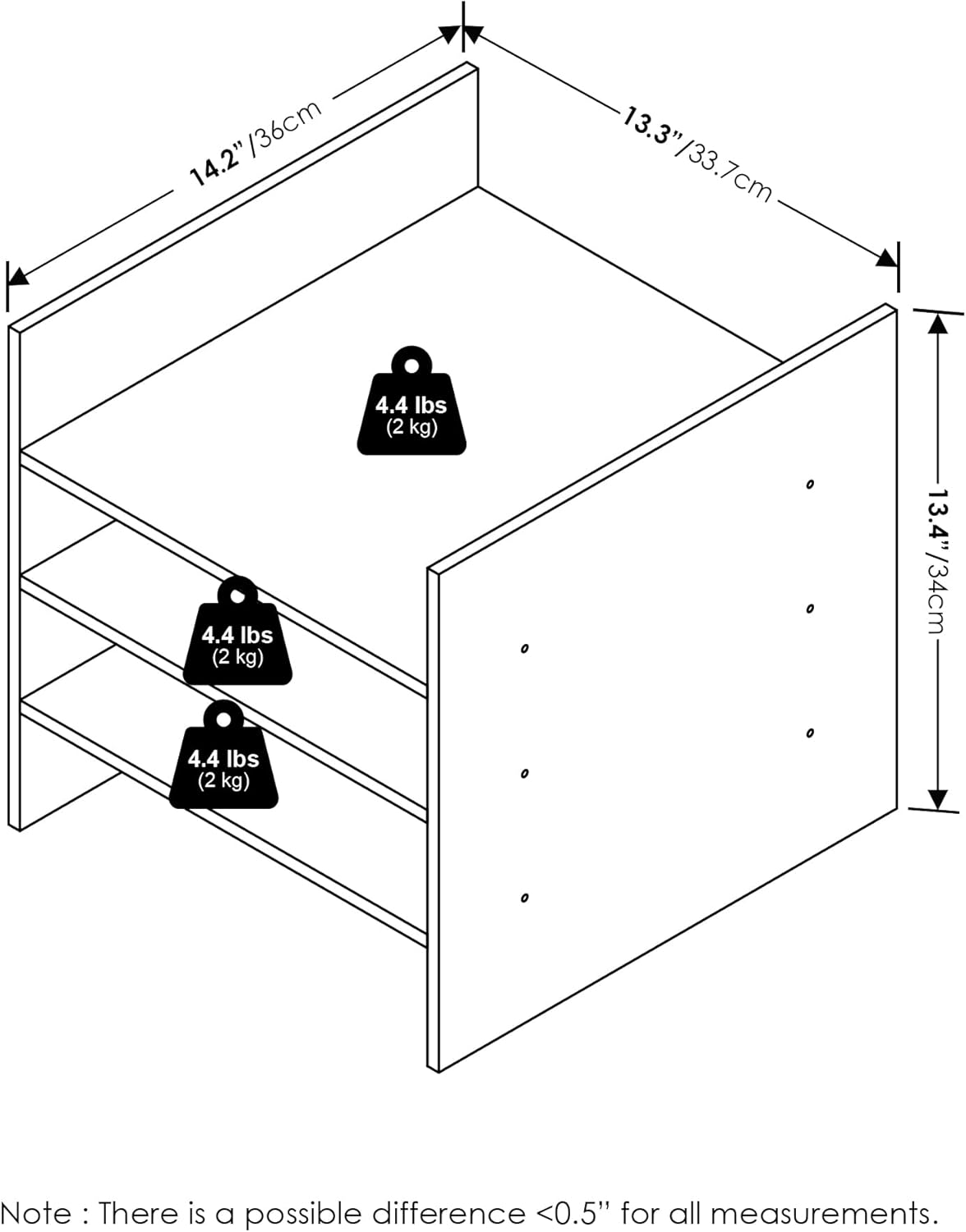 H-Shelf Cube Insert, Fits Extra Thick Cubes, White, Modular Storage Solution