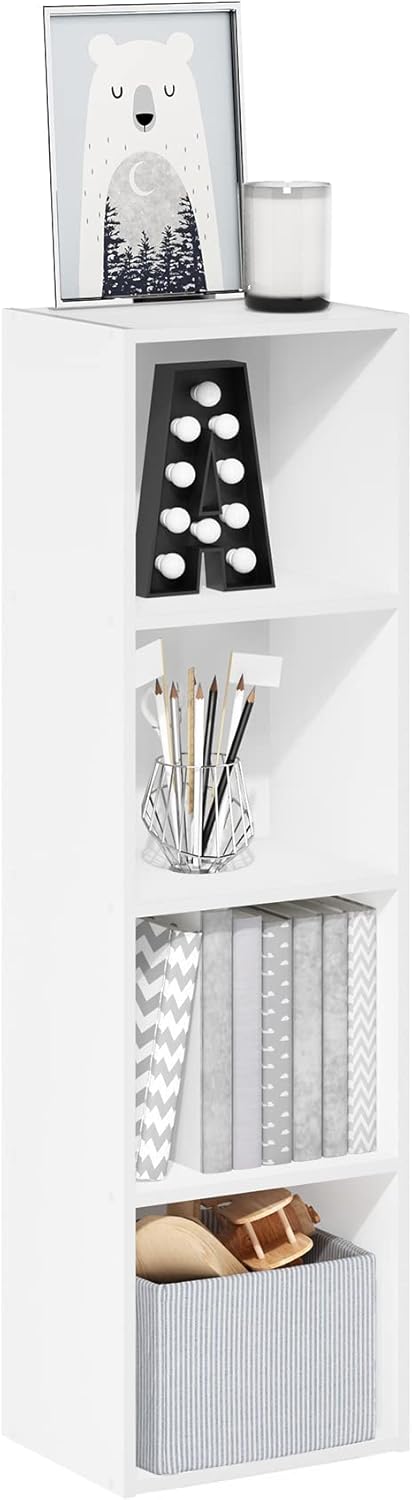 5-Cube Bookshelf, White, Reversible Bookcase for Living Room, Bedroom, Home Office