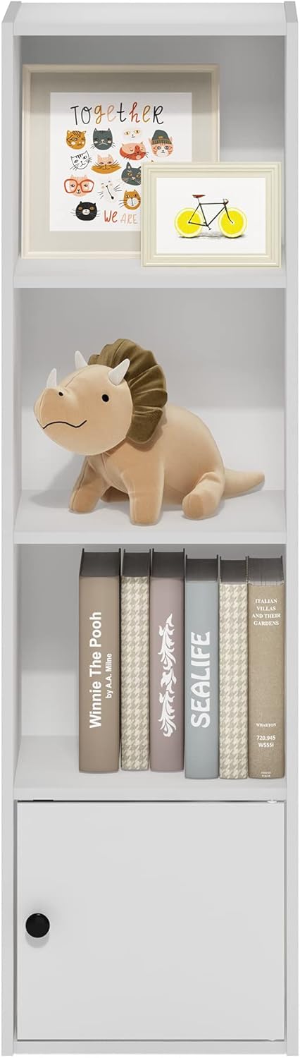 5-Cube Bookshelf, White, Reversible Bookcase for Living Room, Bedroom, Home Office