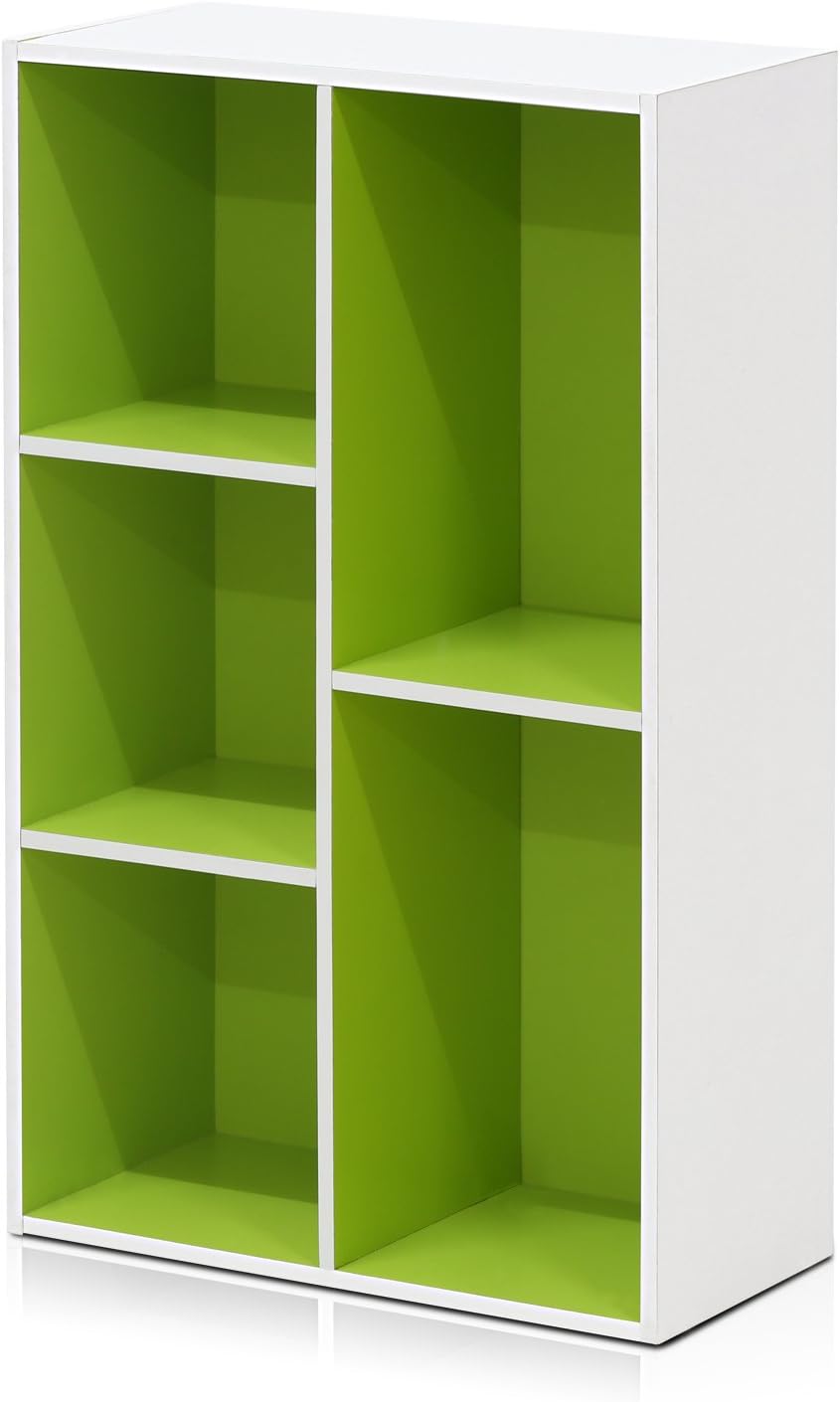 7-Cube Bookshelf, White, Bookcase for Living Room, Bedroom, Home Office