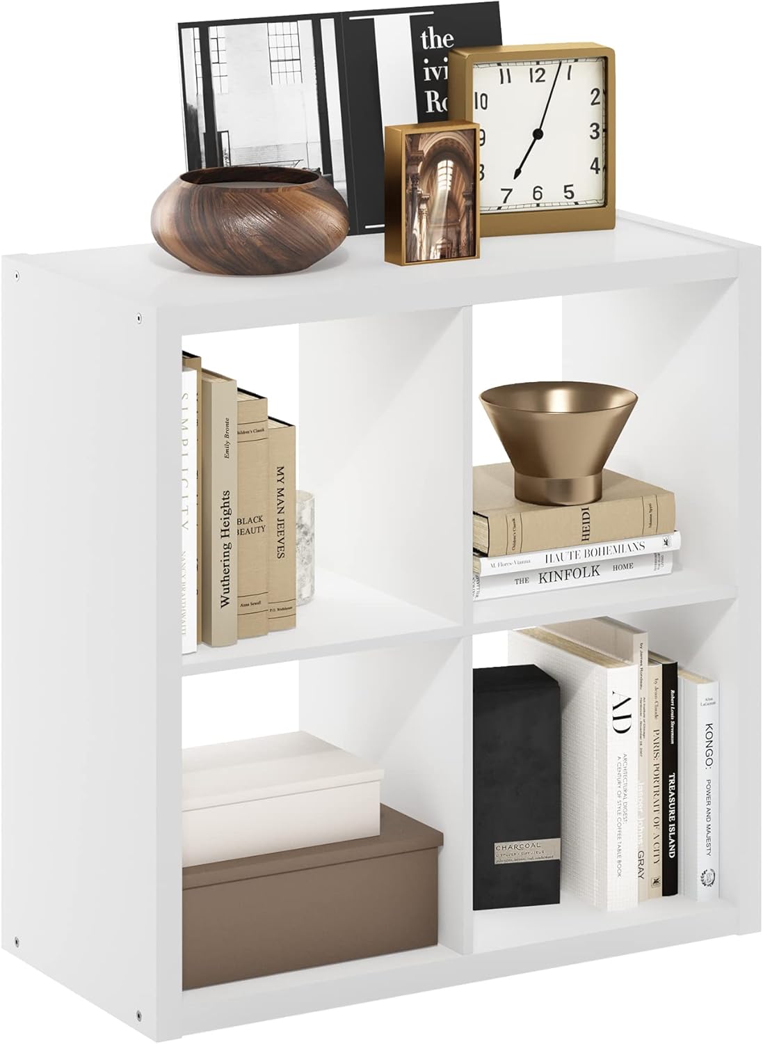 4-Cube Open Back Storage Organizer, White, Multi-Purpose Shelf