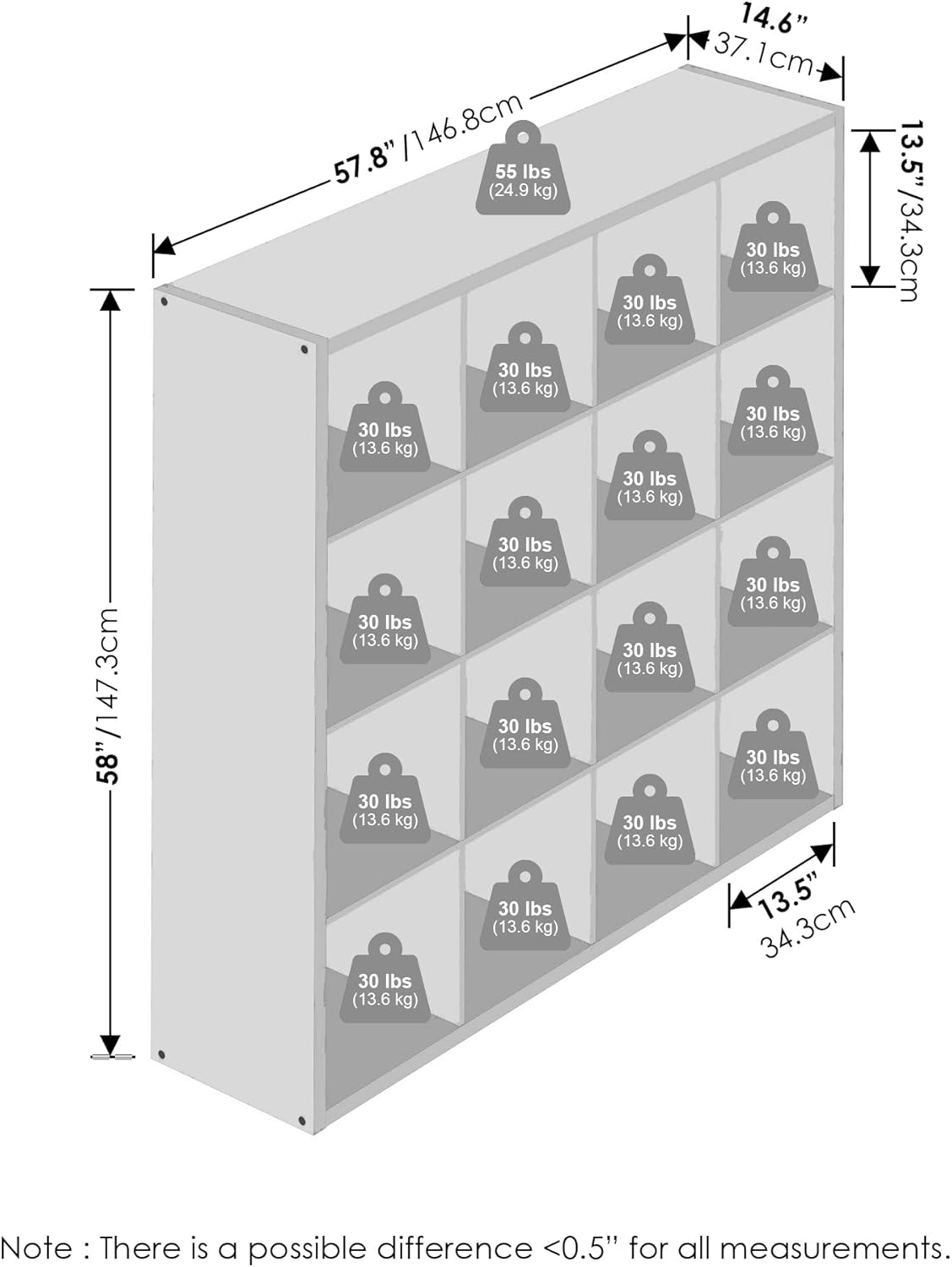 H-Shelf Cube Insert, Fits Extra Thick Cubes, White, Modular Storage Solution