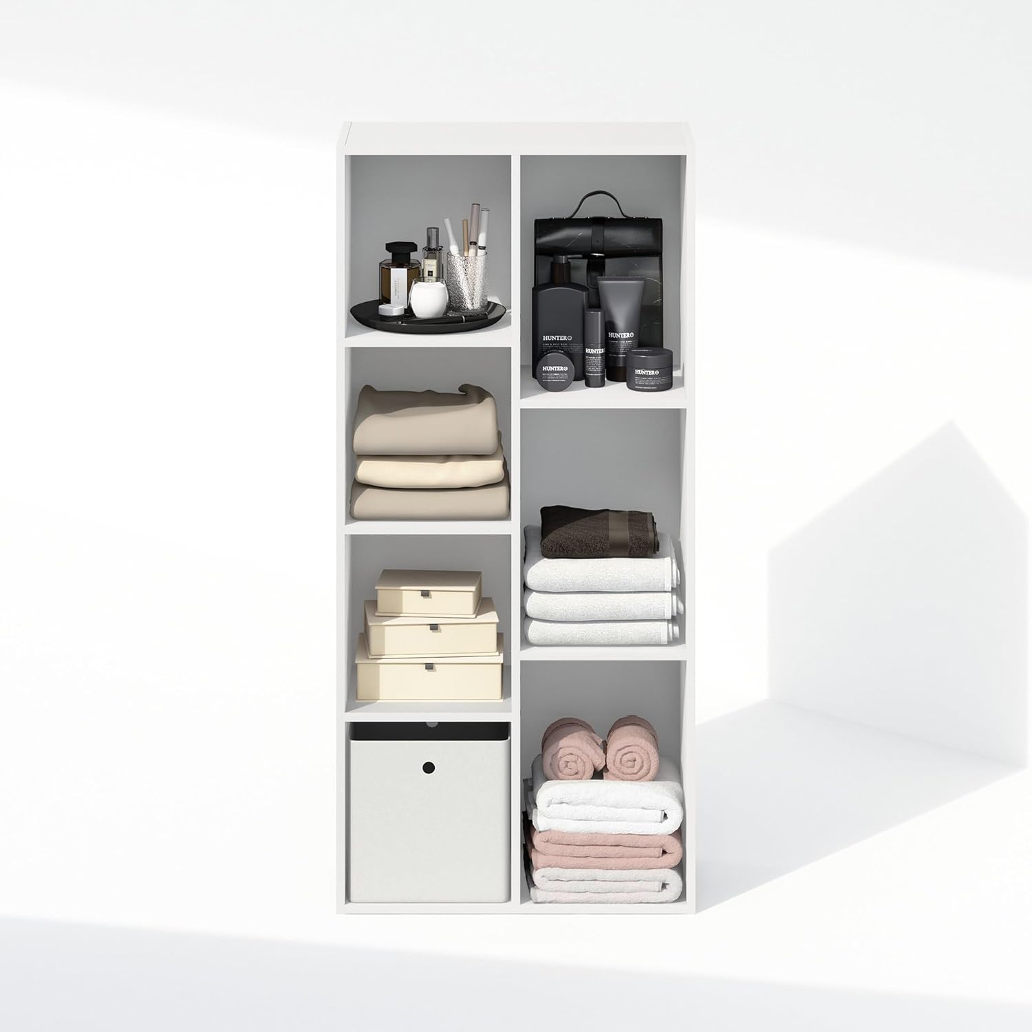 5-Cube Reversible Closet Shelf Organizer, White, Storage for Bedroom or Closet