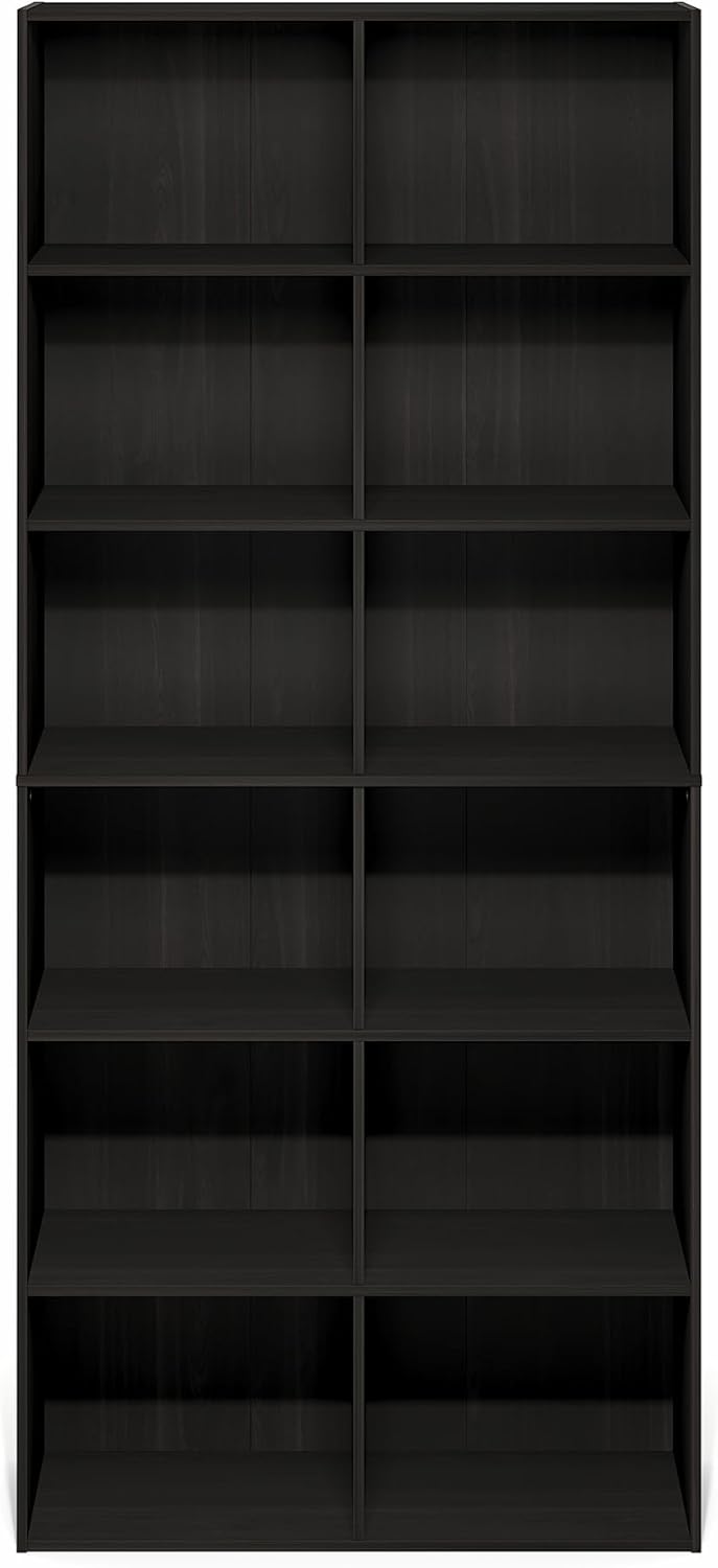 12-Cube Open Shelf Bookshelf, Espresso, Cube Storage for Living Room or Office