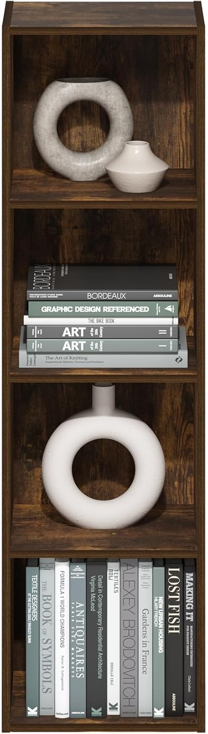 7-Cube Bookshelf, White, Bookcase for Living Room, Bedroom, Home Office