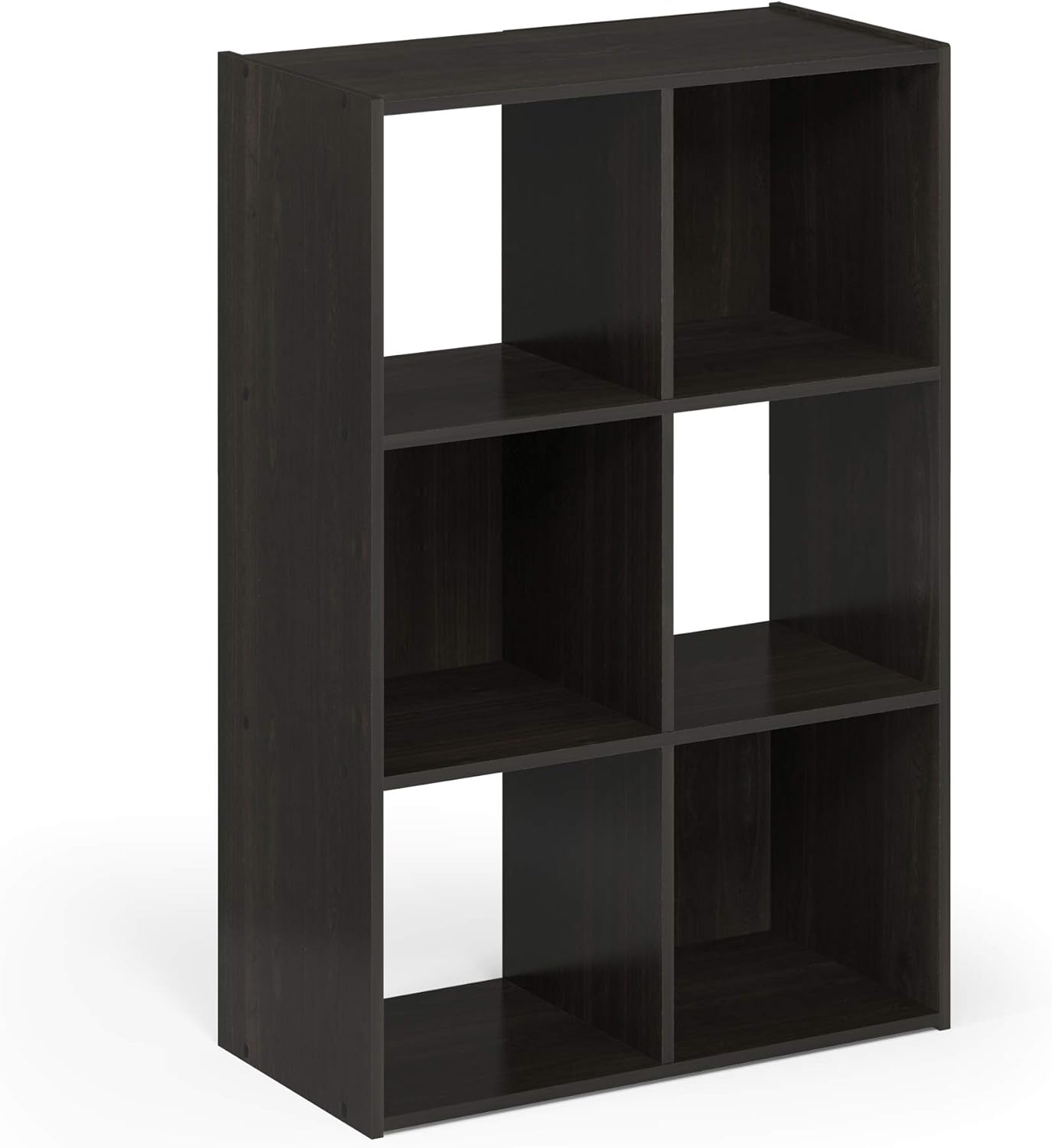 3x2 Cube Storage Bookcase Organizer with Bins, French Oak Grey/Black