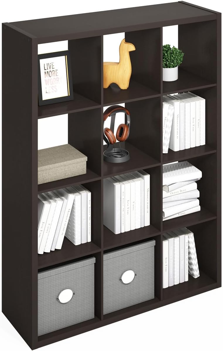 16-Cube Open Storage Shelf, Extra Thick Frame, White, Display & Organization