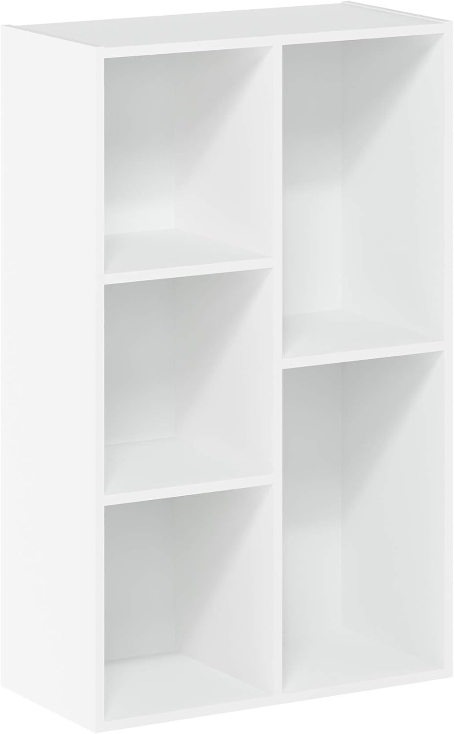 5-Cube Bookshelf, White, Reversible Bookcase for Living Room, Bedroom, Home Office