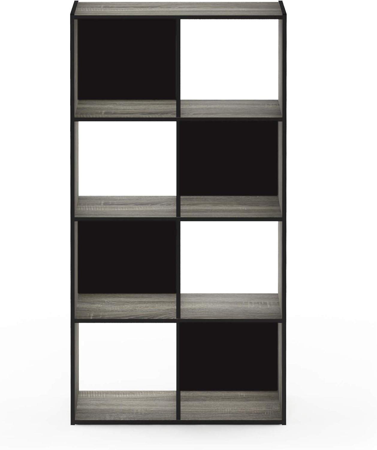 3x2 Cube Storage Bookcase Organizer with Bins, French Oak Grey/Black