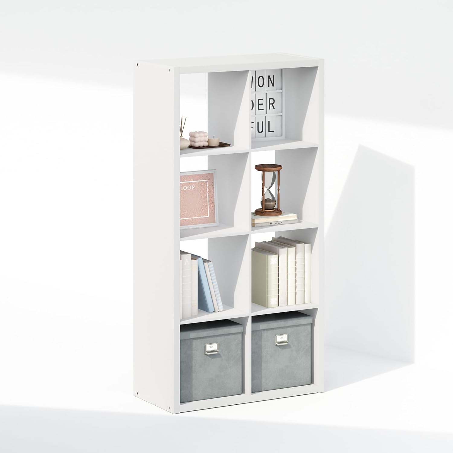 16-Cube Open Storage Shelf, Extra Thick Frame, White, Display & Organization