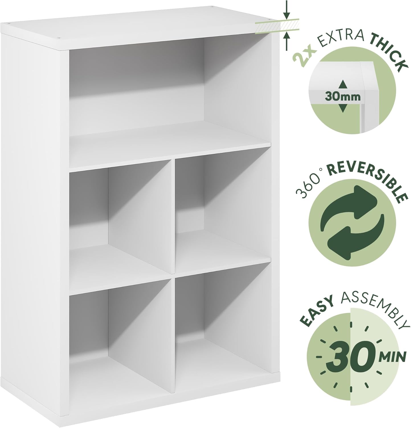 5-Cube Closed Back Bookshelf, Extra Thick Frame, Dark Oak, Storage Organizer