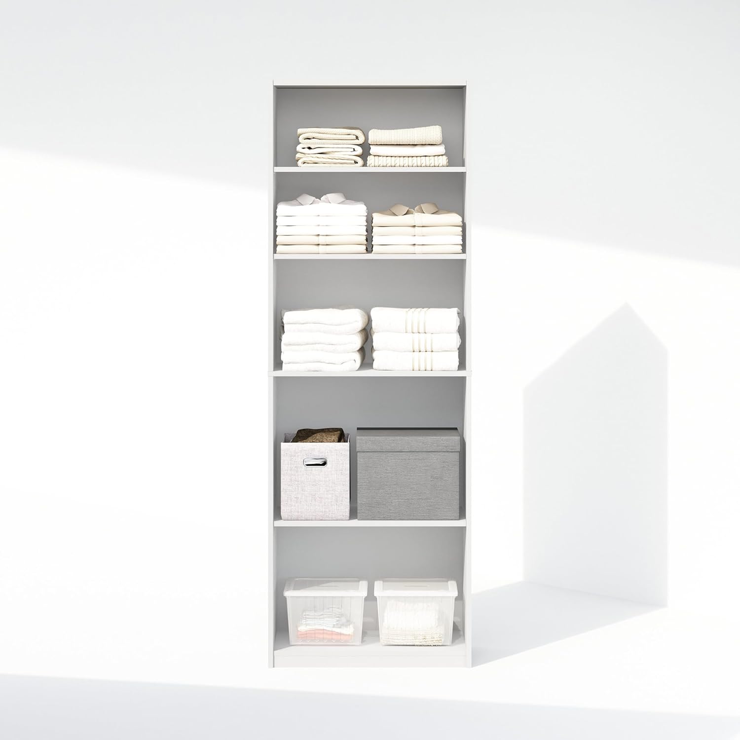 5-Cube Reversible Closet Shelf Organizer, White, Storage for Bedroom or Closet