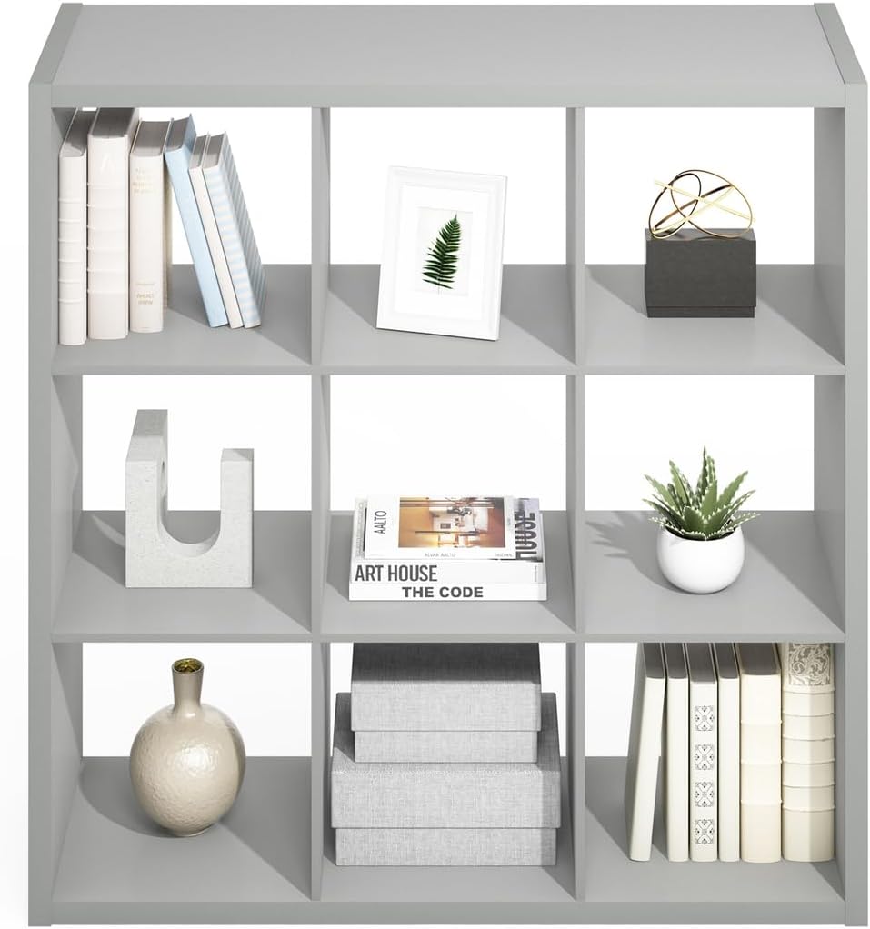 16-Cube Open Storage Shelf, Extra Thick Frame, White, Display & Organization
