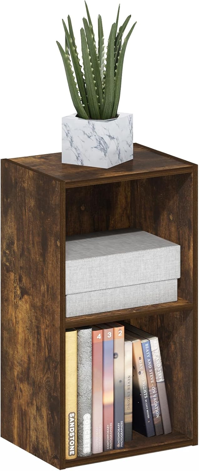 5-Cube Bookshelf, White, Reversible Bookcase for Living Room, Bedroom, Home Office